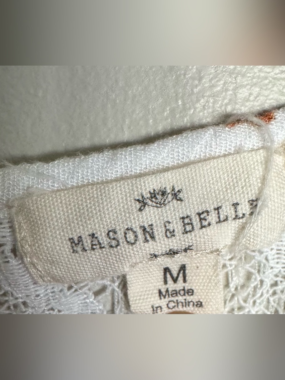 Mason & Belle Floral Embroidered Lace Tank Top White Boho Medium - Picture 9 of 9